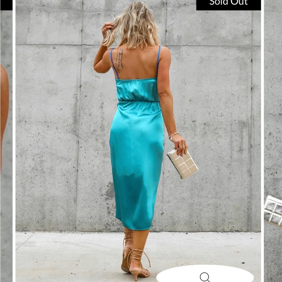 ADINA SATIN COLORBLOCK MIDI DRESS from Vici, size Large. Super cute!!! - Picture 2 of 3